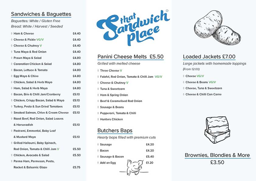 Main menu for that sanwhich place swindon road cheltenham